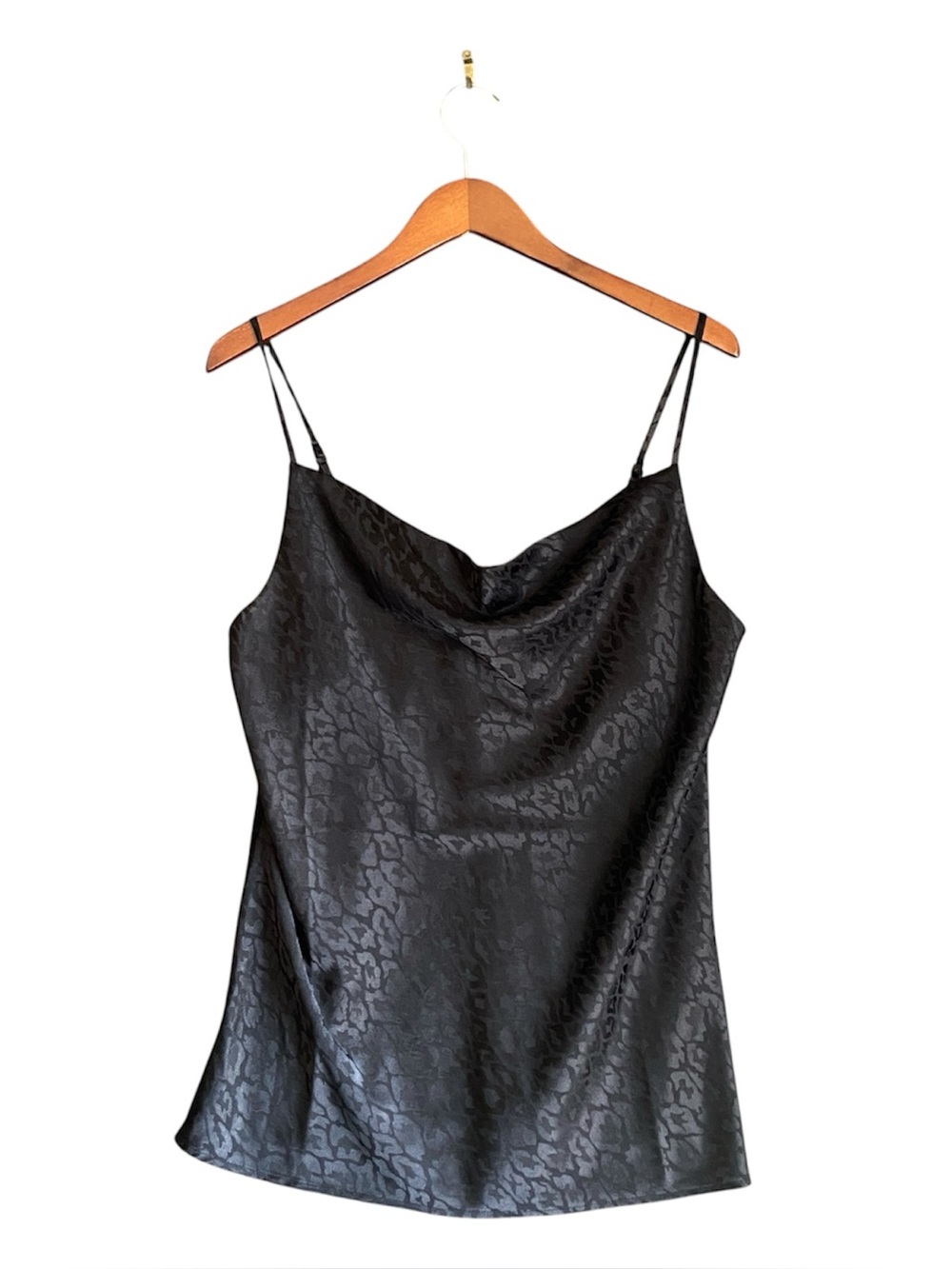 Floral & Ivy | Women’s Black Satin Cowl Neck Camisole Top Y2K | Size M